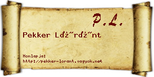 Pekker Lóránt névjegykártya
